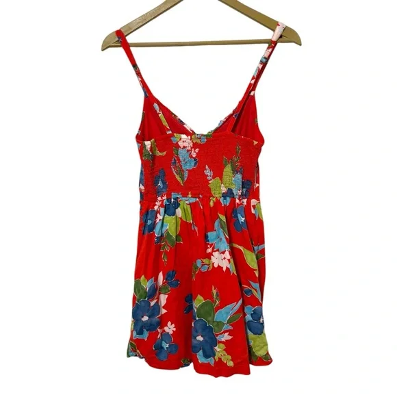 Vintage Y2K Hollister Size Small Coral Pink Floral Babydoll Mini Dress Preppy - Picture 2 of 6